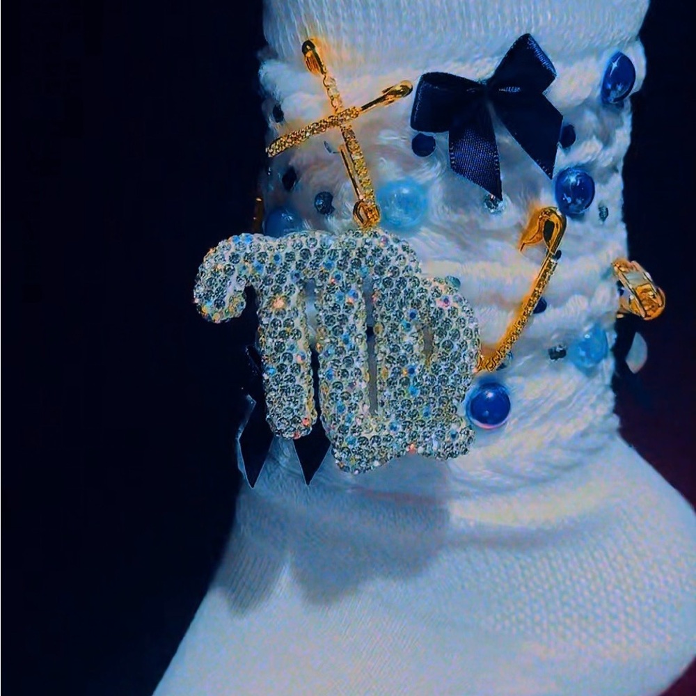 Rhinestone Virgo Charm Bracelet with Blue Accents Customized Junk socks